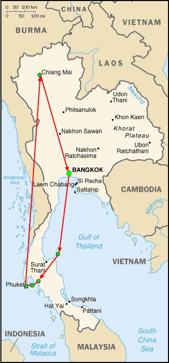 Thailand Travel Route