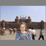 Posing with the red fort