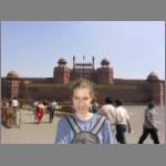 Posing with the red fort