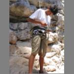 Puneet is tying the safety knot on his rope